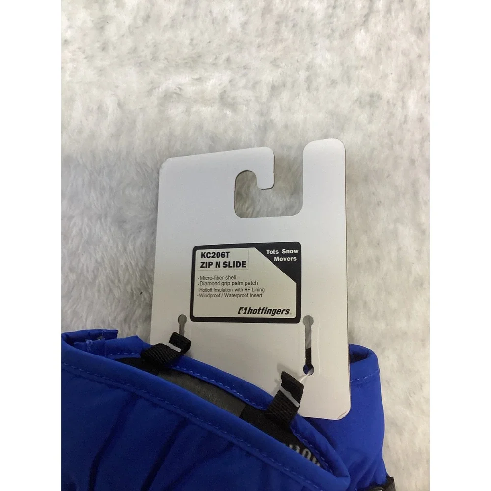 Hotfingers Zip N Slide Blue Toddler Mittens KC206T Size M 3-4 Waterproof New